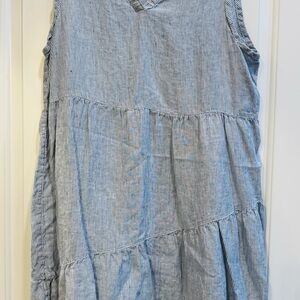 Lucky Brand Blue and White Striped Sleeveless Tiered Dress